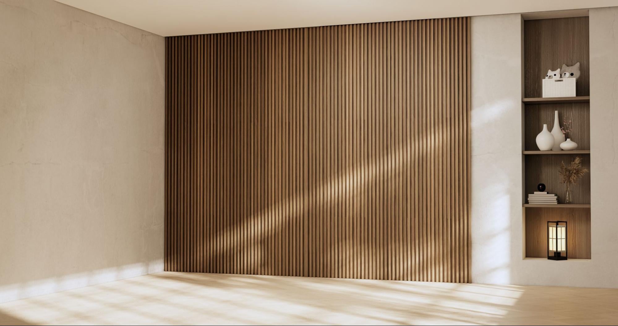 Wallpaper installation detail in a finished interior